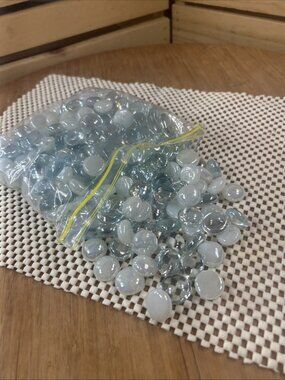2.5lbs 250+ Flat Marbles Pebbles Glass Gems Clear Opaque White Vase Fillers